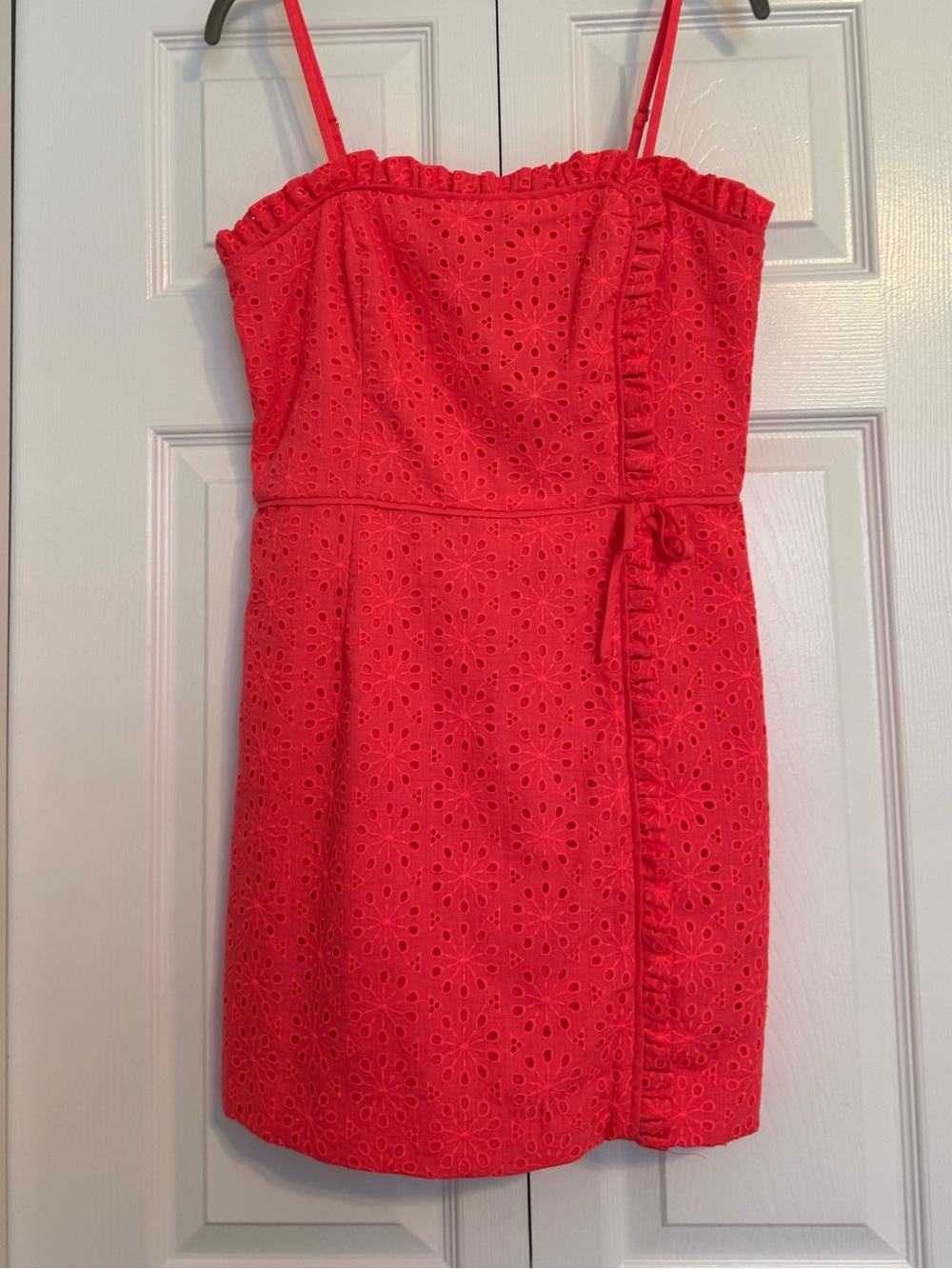 NWT! LILLY PULITZER: Jesse Ruffle Romper; Spicy Coral, 4 - Picture 3 of 7